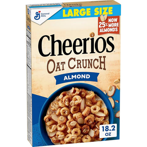 General Mills Oat Crunch Almond Cheerios Cereal Large Size 18.2 Oz