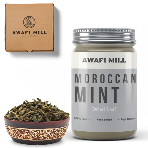 Awafi Mill Moroccan Mint Leaves Mentha Spicata Var Bottle of 100g