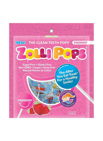 Zolli Pops Clean Teath Pops Strawberry 3.1Oz