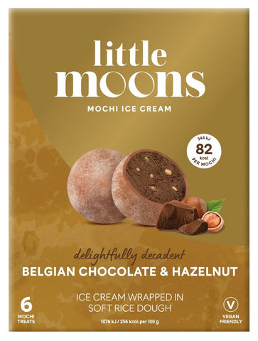 Little Moons Vegan Belgian Chocolate And Hazelnut 6 Mochi Ice Cream 192g