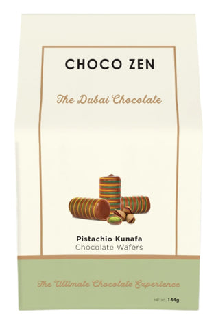 Choco Zen Pistachio Kunafa Dubai Chocolate Wafer Rolls 144g