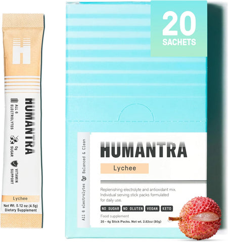 Humantra Lychee Electrolyte Hydration Pack – Zero Sugar, 20 Servings, 80g