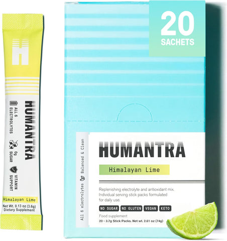 Humantra Himalayan Lime Electrolyte Hydration Pack – Zero Sugar, 20 Servings, 74g