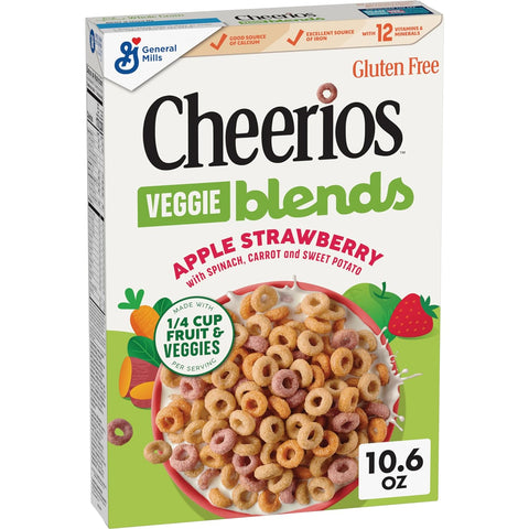 General Mills Cheerios Veggie Blends Cereal, Apple Strawberry Flavored 10.6 OZ