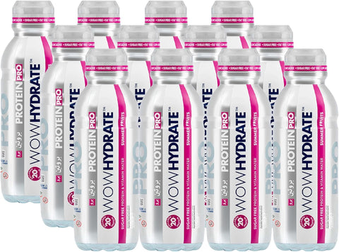 WOW HYDRATE Summer Fruits Sugar Free Protein & Vitamin Water 12 x 500ml