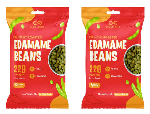 Livsmart Crunchy Roasted Edamame Beans - Spicy 52g Each (Pack Of 2)