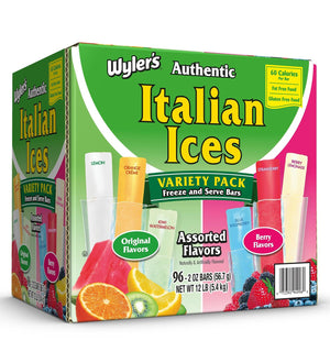 Wyler's Authentic Italian Ices Variety Pack Freeze & Serve Bars – 96 Count
