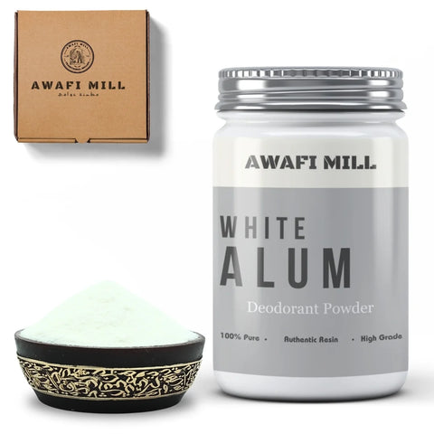 Awafi Mill Alum Stone Powder | Deodorant Powder - Bottle of 100g