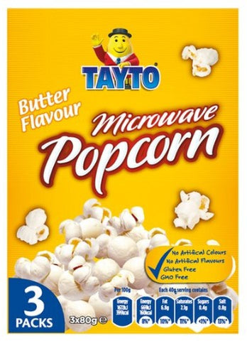 Tayto Salted Butter Flavor Microwave Popcorn (3 Pack) 240g