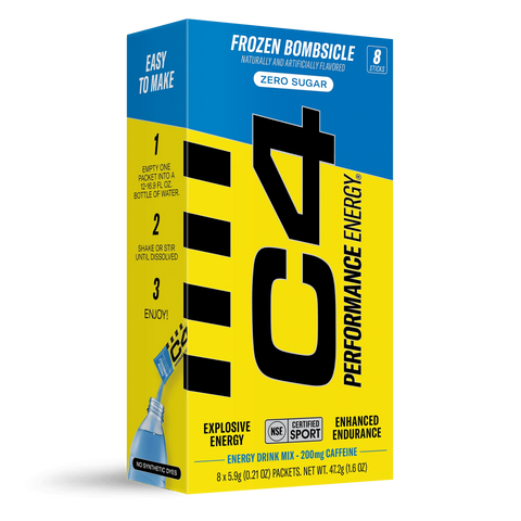 C4 Performance Energy Powder Mix Frozen Bombsicle, 8 Sticks Per Pack