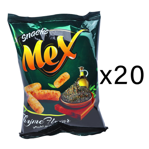 Mex ميكس Puffed Corn Chips Thyme Flavor (Packs of 20) Each 25g