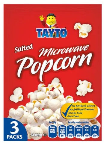 Tayto Salted Microwave Popcorn (3 Pack) 240g