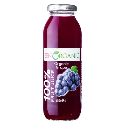 Ben Organic Grape Juice % Sugar, Gluten Free Glass Bottle 250 ml