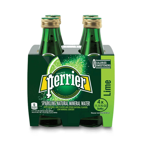 Perrier Lime Flavoured Water Glass Bottle Pack Of 6 (4x330ml) 24 bottles