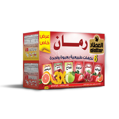 Al Attarالعطار Pomegranate - 6 Natural Flavors in One Pack 24 Tea Zero Sugar 20 Tea Bags 36g