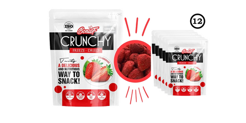 Bonaf Crunchy Freeze Dried Strawberry 25g Each (Pack of 12)