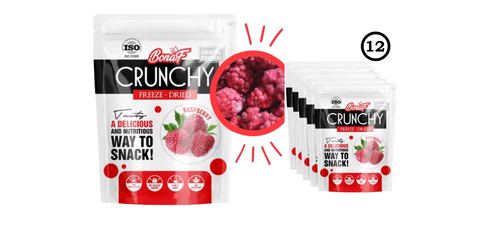 Bonaf Crunchy Freeze Dried Raspberry 25g Each (Pack of 12)