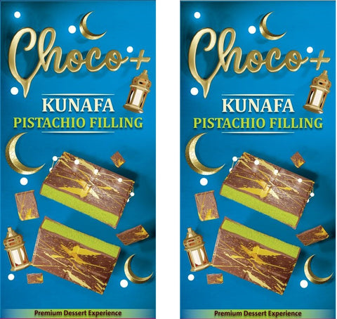Choco+ Ramadan Pistachio Kunafa Milk Dubai Chocolate Bar 200g (Pack of 2)