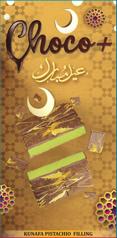 Choco+ Eid Pistachio Kunafa Milk Dubai Chocolate Bar 200g