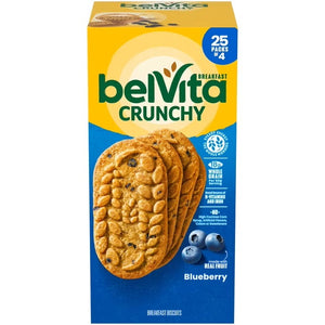 Belvita Crunchy Breakfast Biscuits, Blueberry - 1.25 kg (25 Packs of 4)