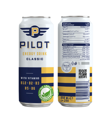 Pilot Classic Energy Drink with Vitamin B12,B2,B3,B5, B6 - 250ml