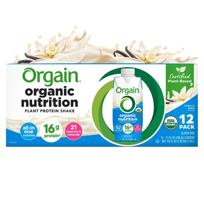 Orgain Organic Nutrition 16g Vegan Plant Based Protein Shake, Vanilla Bean 330ml (12 ct)