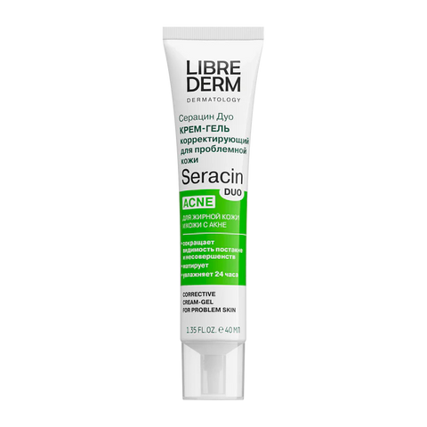 Librederm Seracin Duo Cream For Acne Spot Treatment, Blackheads, Hydrating Moisturizer 40ml