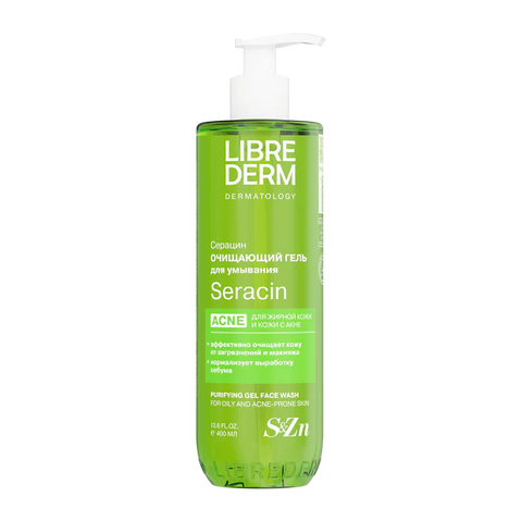Librederm Seracin Gel Cleanser, Hydrating Face Wash For Oily Skin, Removes Makeup 400ml