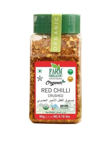 Farm Organic Gluten Free Red Chili Crushed/ Chilli Flakes - 90g (0.19 lbs) - QualityFood