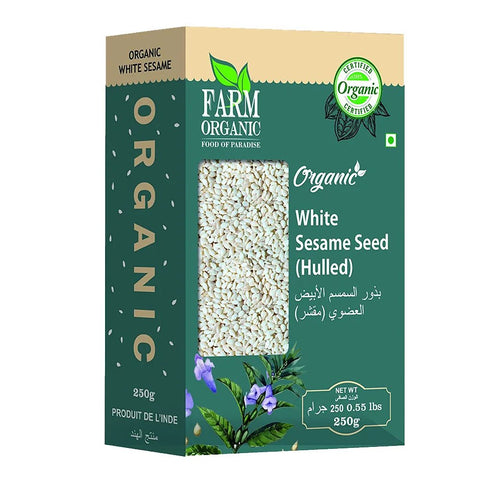 Farm Organic Gluten Free White sesame seed Hulled - 250g - QualityFood