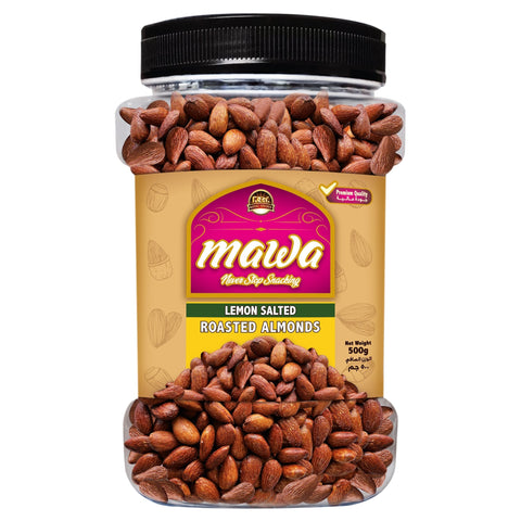 Mawa Lemon Salted Roasted Almonds (Plastic Jar) 500g - QualityFood