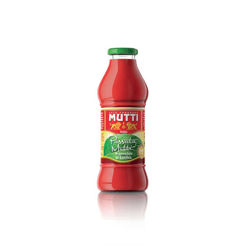 Mutti Tomato Puree with Fresh Basil Glass Bottle 400g - QualityFood
