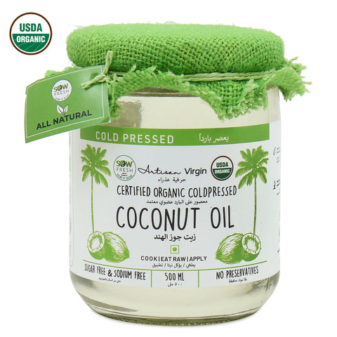 Sowfresh Coldpressed Organic Coconut Oil 500ml - QualityFood