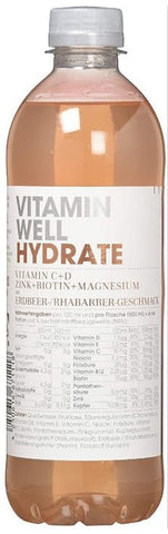 Vitamin Well Drink Hydrate Rhubarb Strawberry 500ml - QualityFood