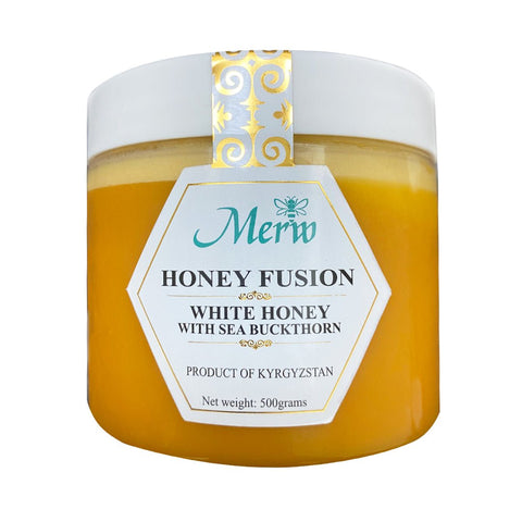 White Honey with Sea Buckthorn 500g - QualityFood