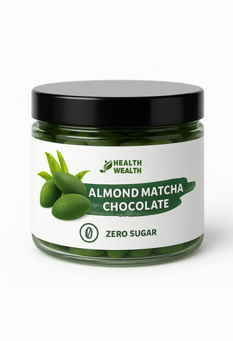 Health Wealth Almond Matcha Chocolate Dragee Zero Sugar  175g