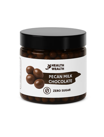 Health Wealth Pecan Milk Chocolate Dragee Zero Sugar 150g