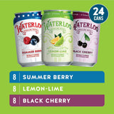 Waterloo Sparkling Water Summer berry, Lemon Lime, Black Cherry Variety Pack 355 ml, 24 pk - image 3