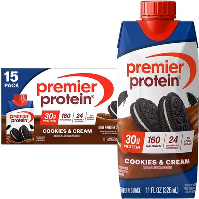Premier Protein 30g High Protein Shake, Cookies and Cream, 325ml (15 pk)