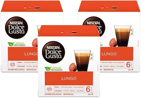 Nescafe Dolce Gusto Lungo Coffee Pods, 16 Capsules 104g (Pack of 2)