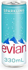 Evian Sparkling Carbonated Natural Mineral Water Can, 330ml
