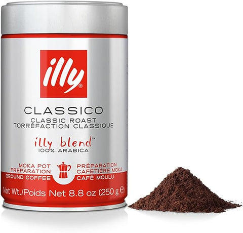 Illy Coffee, Moka Ground Coffee Medium Roast, 250g