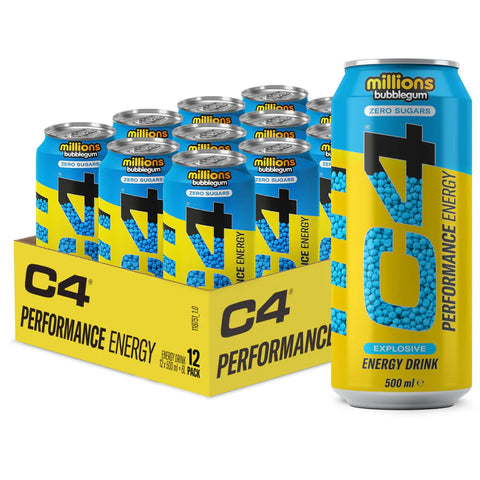 Cellucor C4 Original Carbonated Energy Drink, Millions Bubblegum, 500ml (Pack of 12)