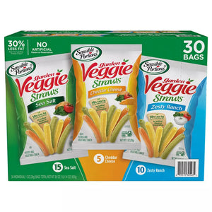 Sensible Portions Veggie Straws Sea Salt, Cheddar Cheese, Zesty Ranch Variety Pack 30 Bags