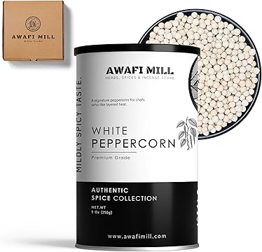 AWAFI MILL White Pepper Corns Piper Nigrum - 250 g | 9 Oz