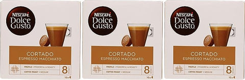Nescafe Dolce Gusto Cortado Espresso Macchiato 16 Capsules Each 100g (Pack of 3)