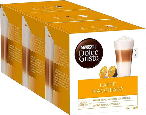 Nescafe Dolce Gusto Latte Macchiato Coffee 16 Pods 183g (Pack of 3)