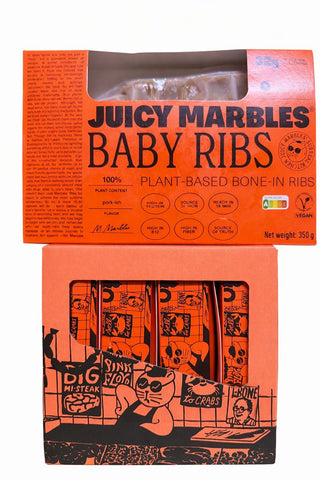 Juicy Marbles Plant-Based Vegan Baby Ribs (Bone in Ribs) (Pack of 4)