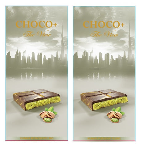 Choco+ Original Pistachio Kunafa Milk Dubai Chocolate Bar 200g (Pack of 2)