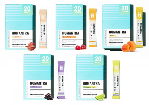 Humantra Assorted Electrolyte Hydration Pack – Zero Sugar, 20 Servings, 72g Each (100 count, 5 Pack Bundle All Flavors)